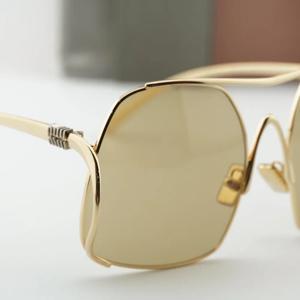 Miu Miu MUA55S 5AK10R Geometric Sunglasses – Gold / Yellow